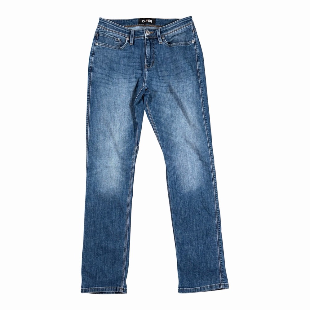 DU/ER L2X Relaxed Taper Jeans Mens 30x32 Blue Medium Wash Stretch Denim Pants